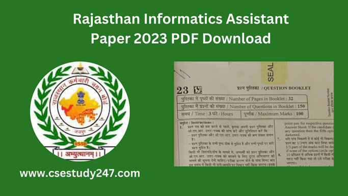 Rajasthan Informatics Assistant Paper 2023 PDF Download 
