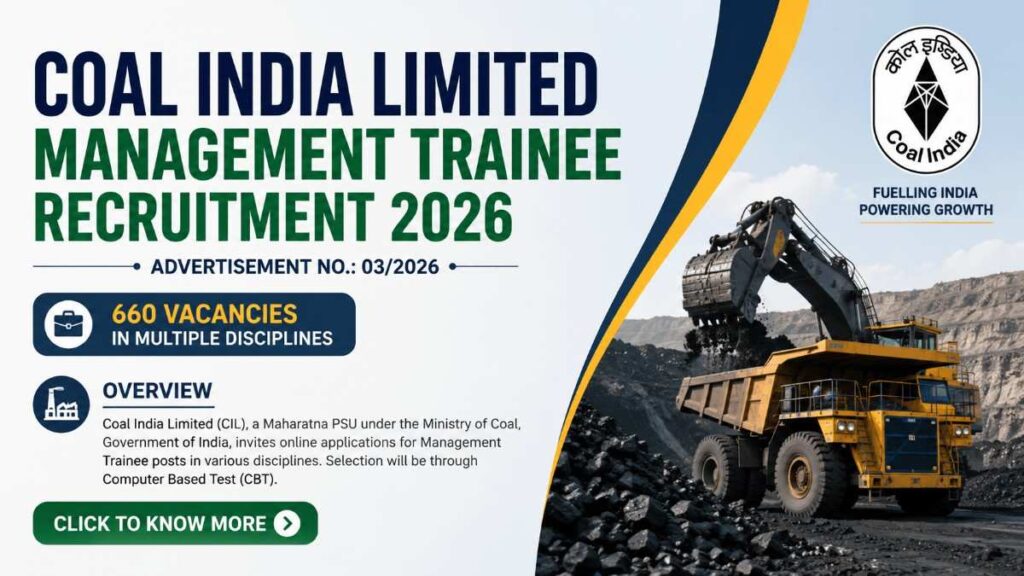 Coal India Limited MT Recruitment 2026